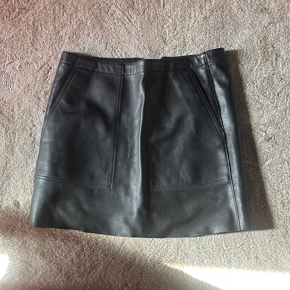 Coach Black Leather Mini Skirt XS